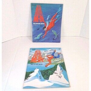 1970s Vtg Lot (2) Six Million Dollar Man Coloring Dot-to-Dot Books 70s READ